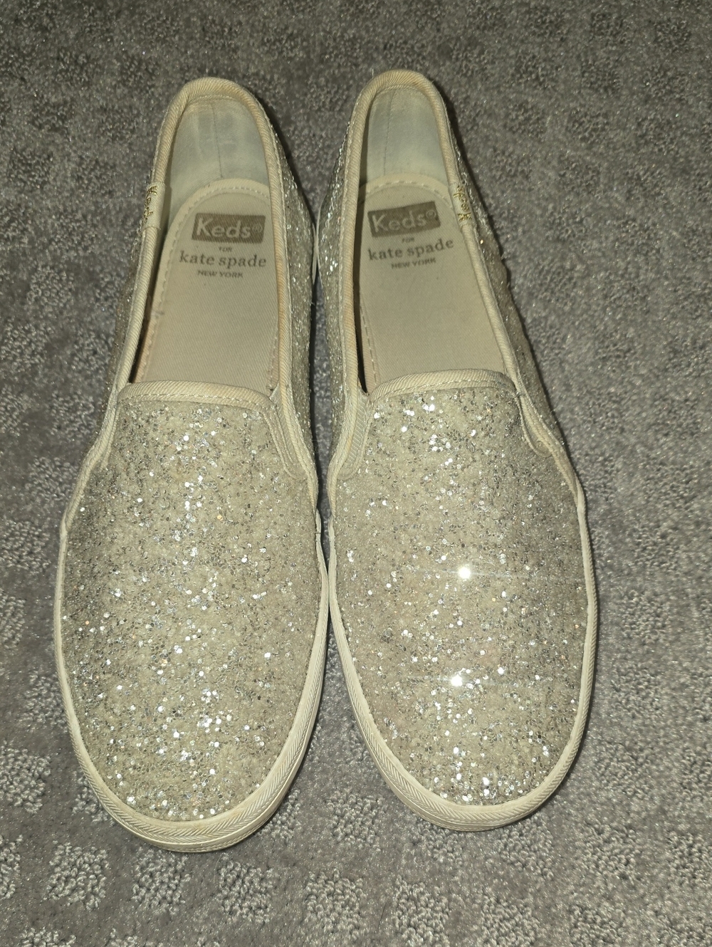 kate spade x Keds Glitter Slip-On Sneakers - Champagne Gold